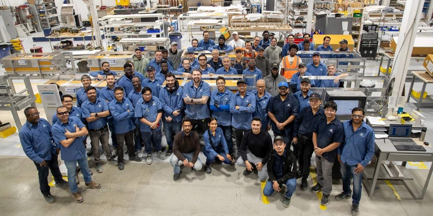 GAL Aerospace manufacturing team at Montreal headquarters - aircraft cabin interiors production facility